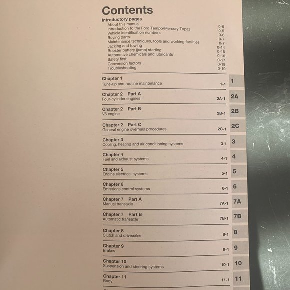 Haynes Ford Tempo & Mercury Topaz 1984-1994 Repair Service Manual 36078 (1418) - Picture 9 of 10